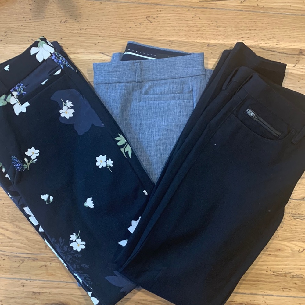 Banana Republic Sloan Pants. Size 4. Like New. 4pairs: black, floral, blue, navy